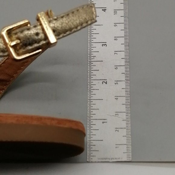 Express Womens Thong Sandal Silver‎ Beaded Ankle Strap w/Buckle Flat Heel Sz 7 M - Picture 8 of 10